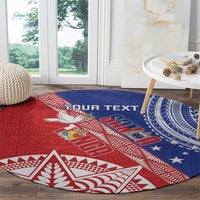 Tonga and Samoa Rugby Custom Round Carpet Ikale Tahi Manu Samoa Together LT14 - Polynesian Pride