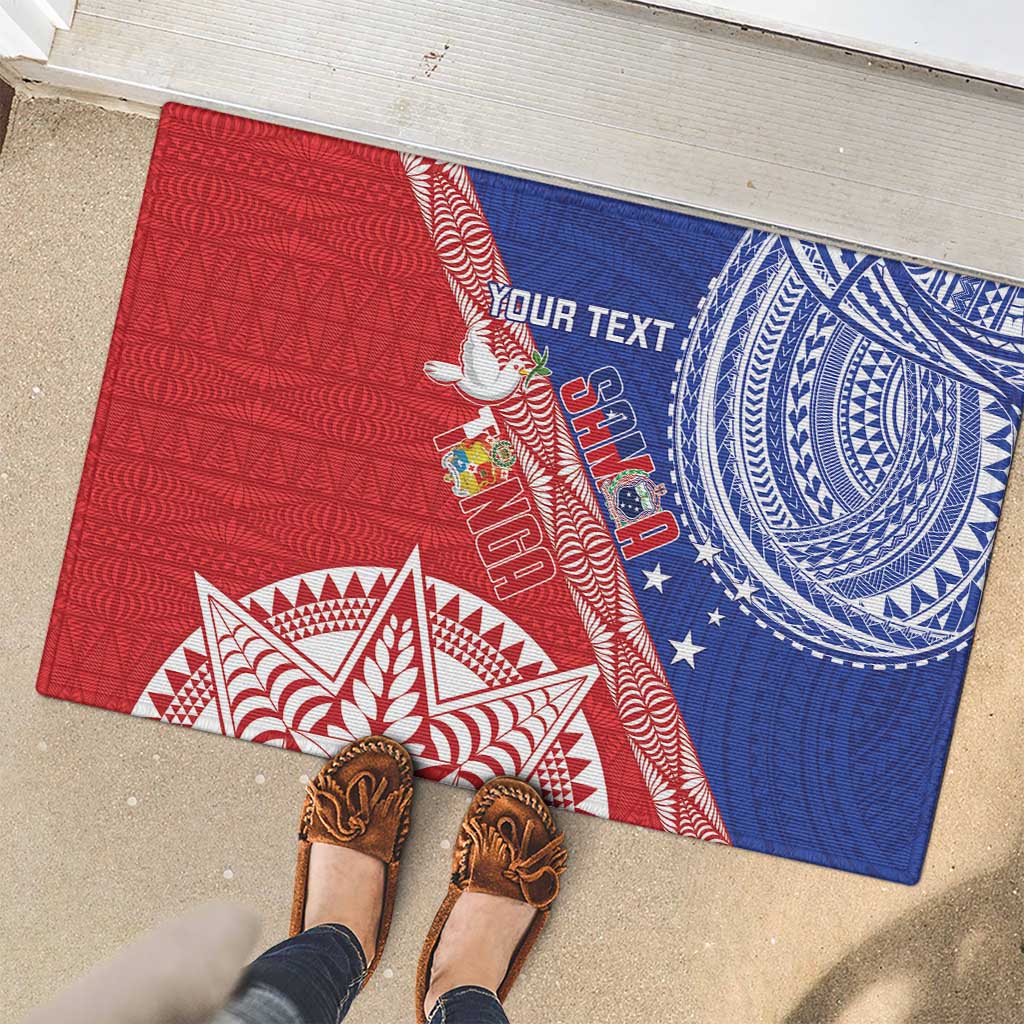 Tonga and Samoa Rugby Custom Rubber Doormat Ikale Tahi Manu Samoa Together - Polynesian Pride