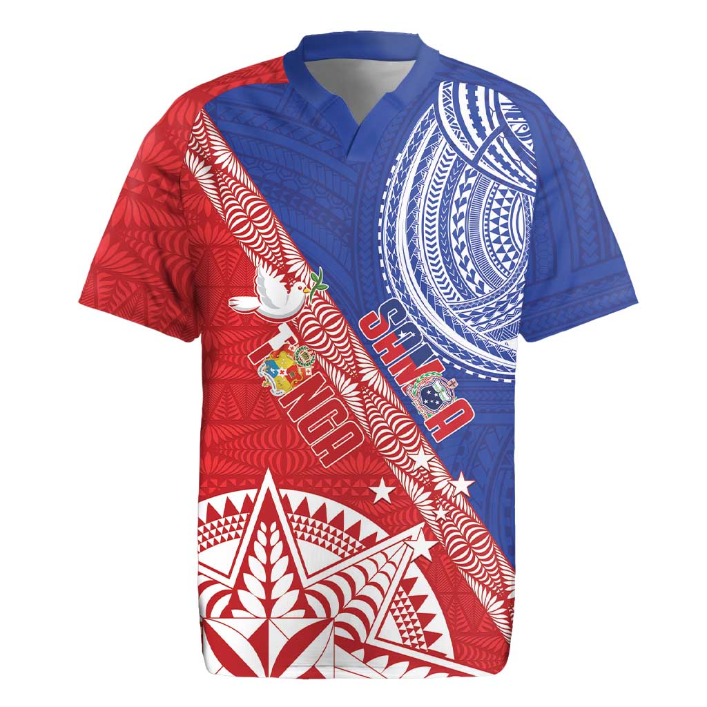 Tonga and Samoa Rugby Custom Rugby Jersey Ikale Tahi Manu Samoa Together - Polynesian Pride