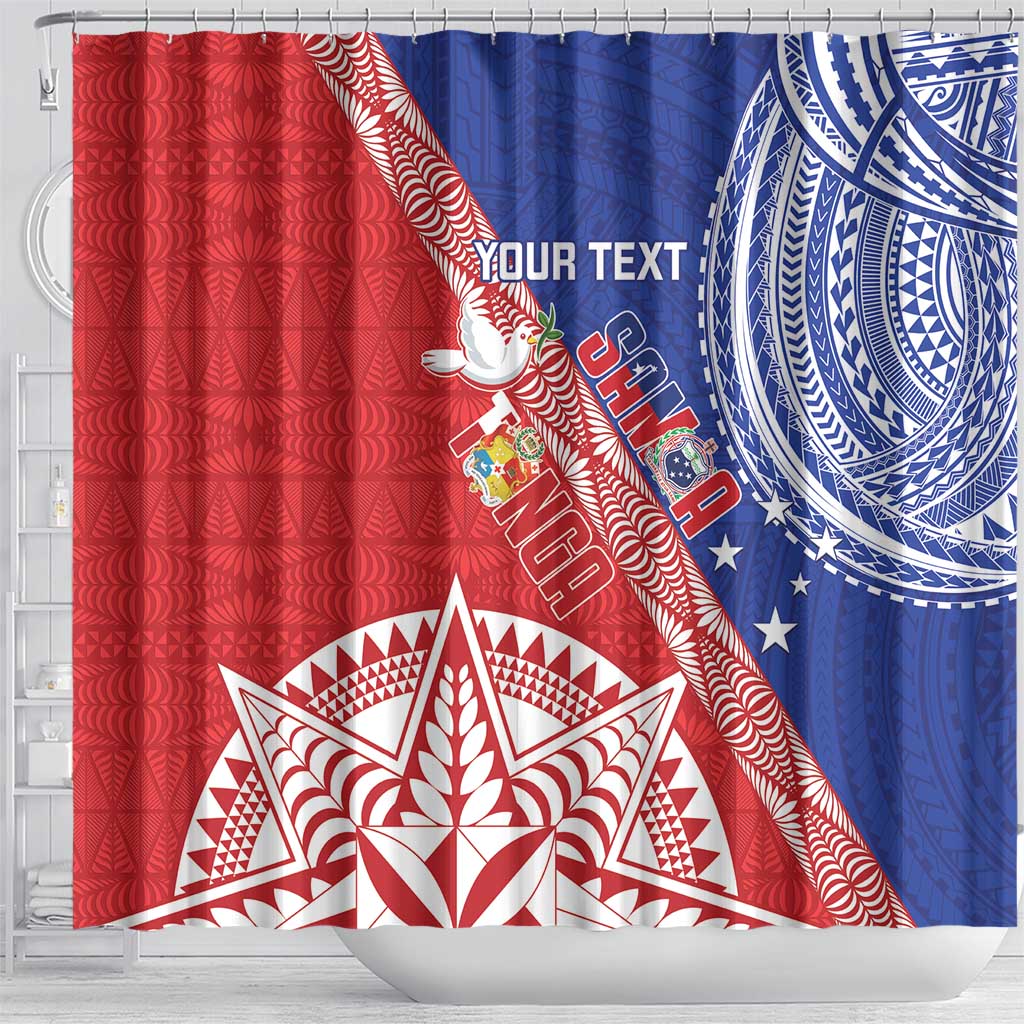 Tonga and Samoa Rugby Custom Shower Curtain Ikale Tahi Manu Samoa Together - Polynesian Pride