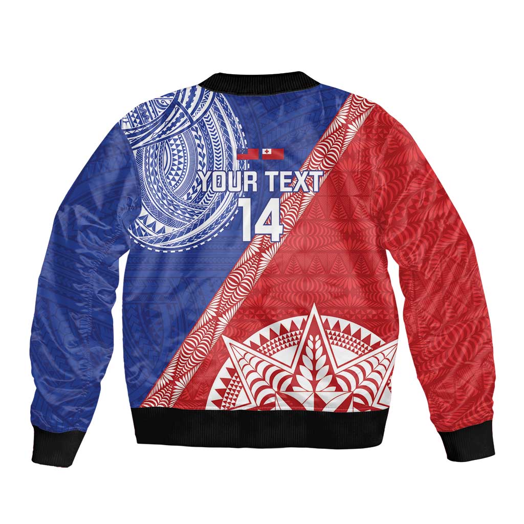 Tonga and Samoa Rugby Custom Sleeve Zip Bomber Jacket Ikale Tahi Manu Samoa Together LT14 - Polynesian Pride