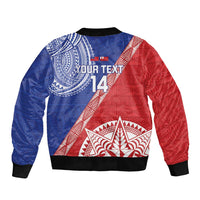 Tonga and Samoa Rugby Custom Sleeve Zip Bomber Jacket Ikale Tahi Manu Samoa Together LT14 - Polynesian Pride