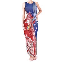 Tonga and Samoa Rugby Custom Tank Maxi Dress Ikale Tahi Manu Samoa Together LT14 Women Red - Polynesian Pride