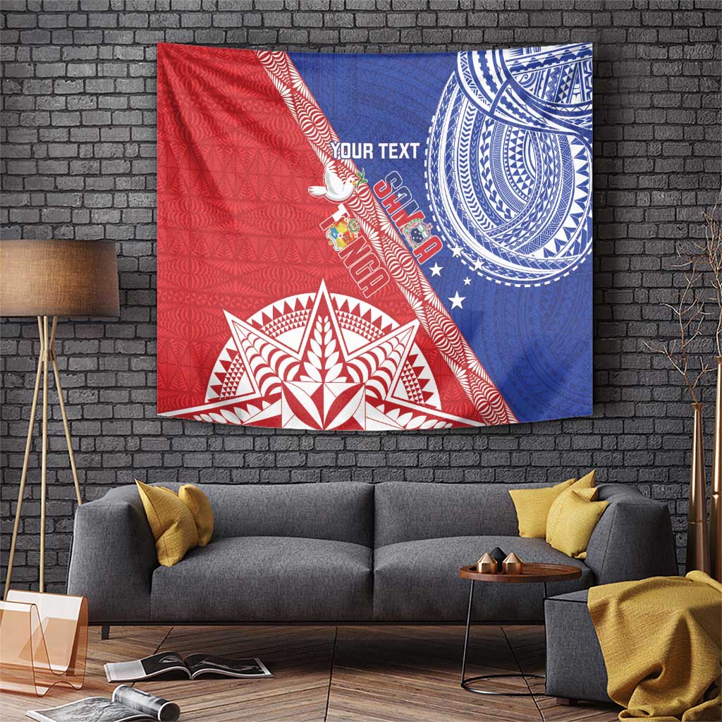 Tonga and Samoa Rugby Custom Tapestry Ikale Tahi Manu Samoa Together LT14 Red - Polynesian Pride
