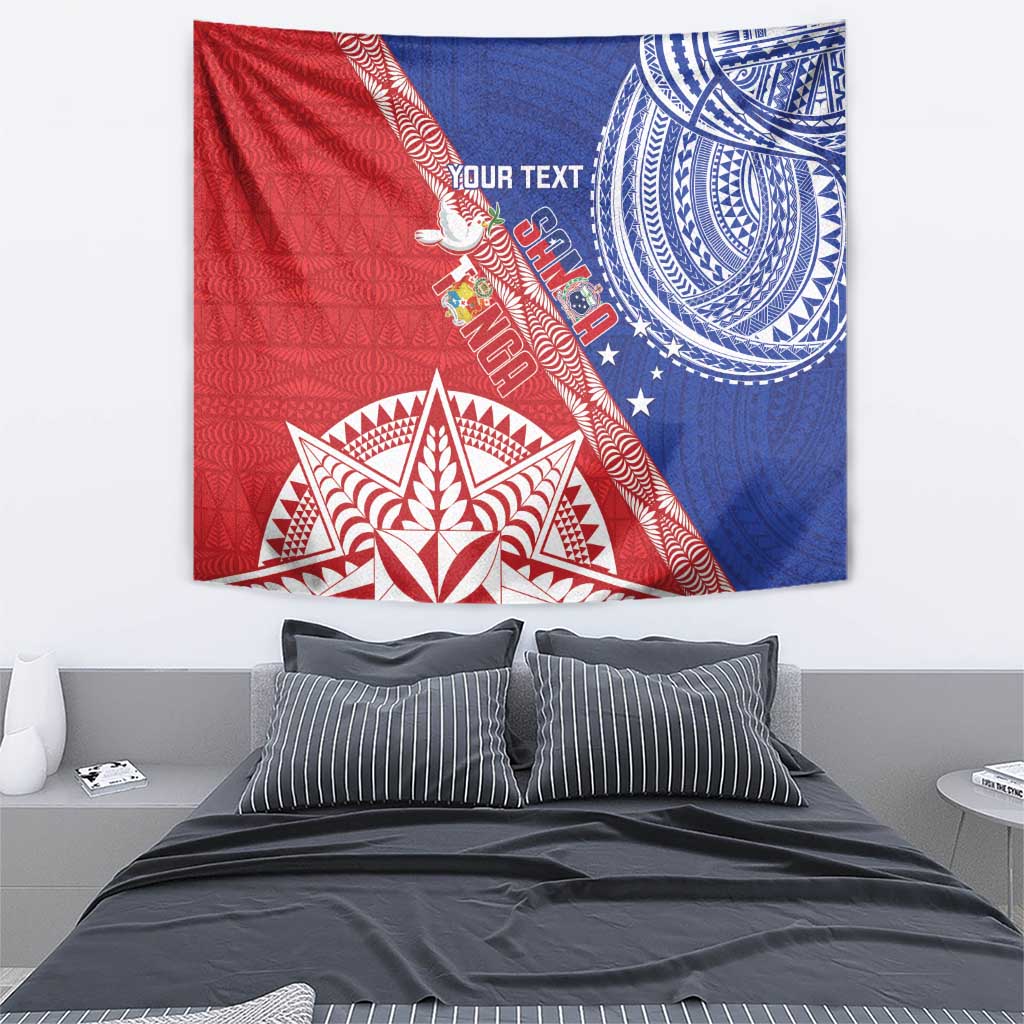 Tonga and Samoa Rugby Custom Tapestry Ikale Tahi Manu Samoa Together LT14 - Polynesian Pride