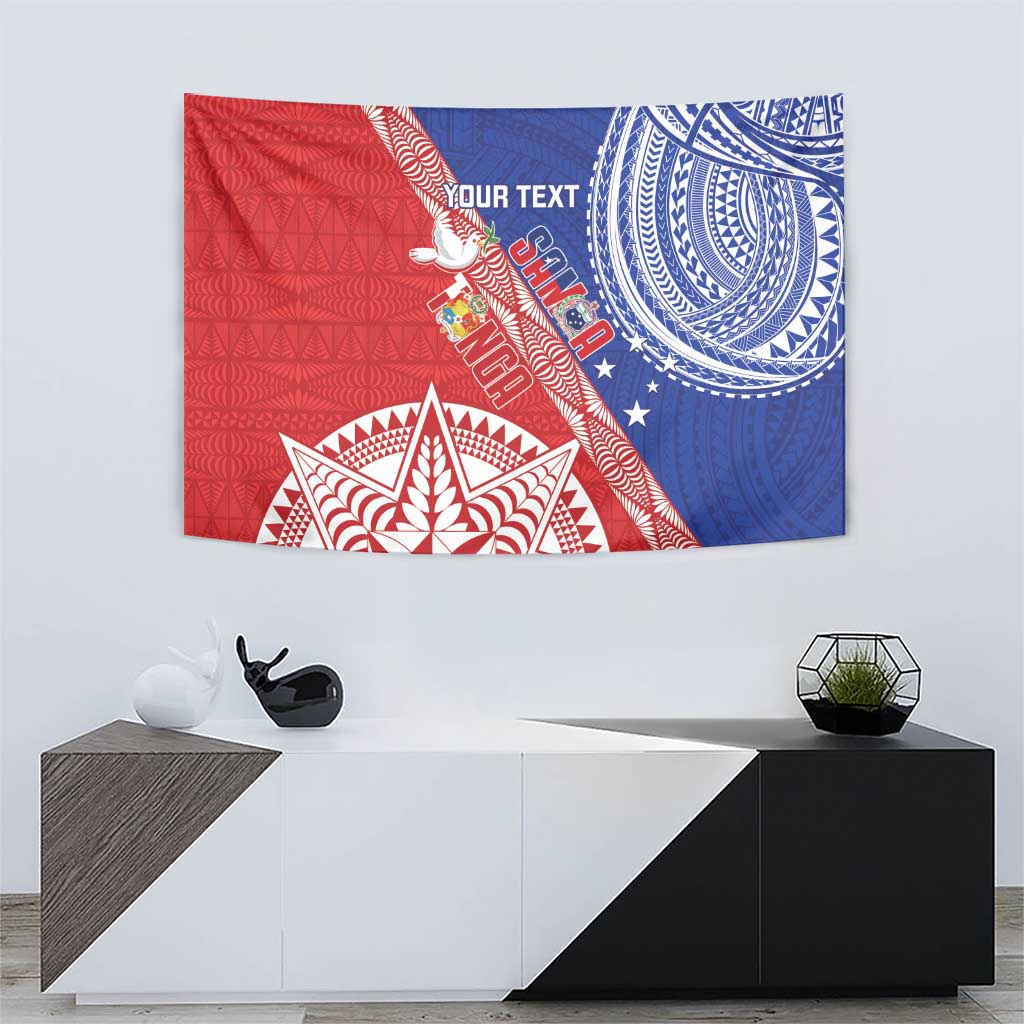 Tonga and Samoa Rugby Custom Tapestry Ikale Tahi Manu Samoa Together LT14 - Polynesian Pride