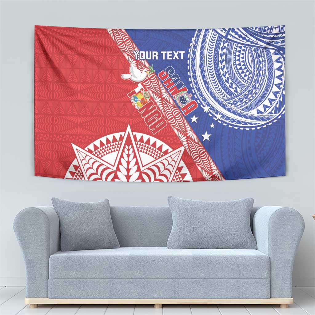 Tonga and Samoa Rugby Custom Tapestry Ikale Tahi Manu Samoa Together LT14 - Polynesian Pride