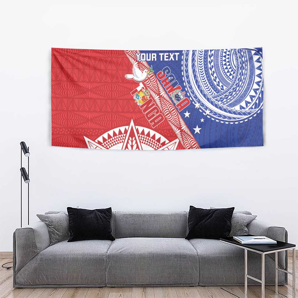 Tonga and Samoa Rugby Custom Tapestry Ikale Tahi Manu Samoa Together LT14 - Polynesian Pride