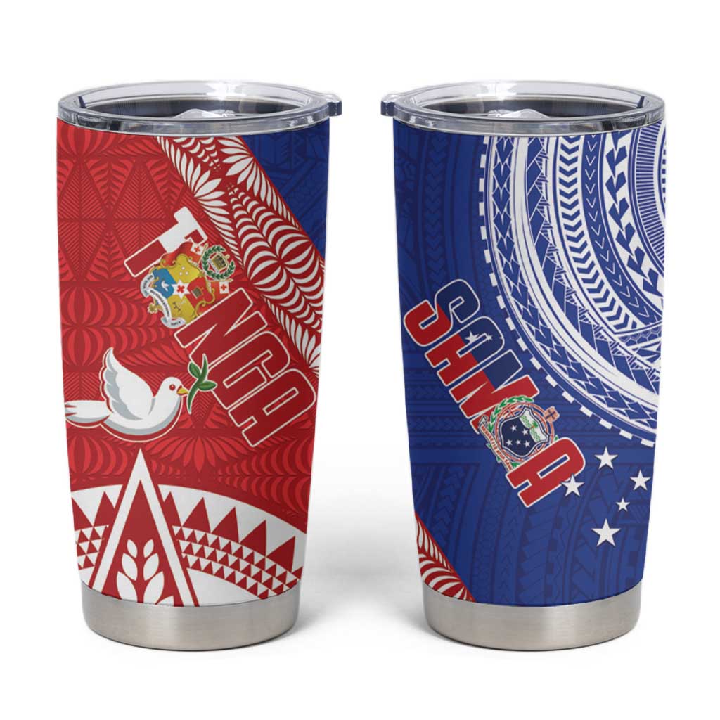 Tonga and Samoa Rugby Tumbler Cup Ikale Tahi Manu Samoa Together - Polynesian Pride