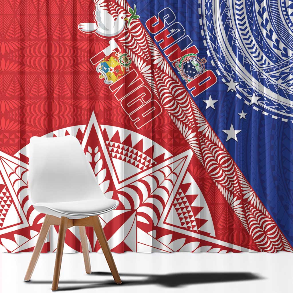 Tonga and Samoa Rugby Custom Window Curtain Ikale Tahi Manu Samoa Together LT14 - Polynesian Pride