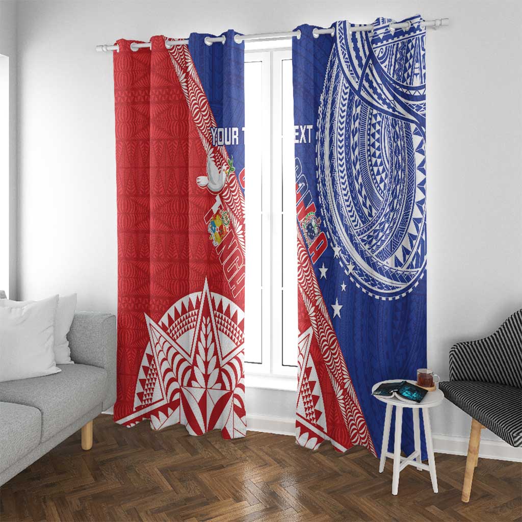 Tonga and Samoa Rugby Custom Window Curtain Ikale Tahi Manu Samoa Together LT14 With Grommets Red - Polynesian Pride