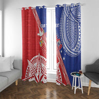 Tonga and Samoa Rugby Custom Window Curtain Ikale Tahi Manu Samoa Together LT14 With Grommets Red - Polynesian Pride