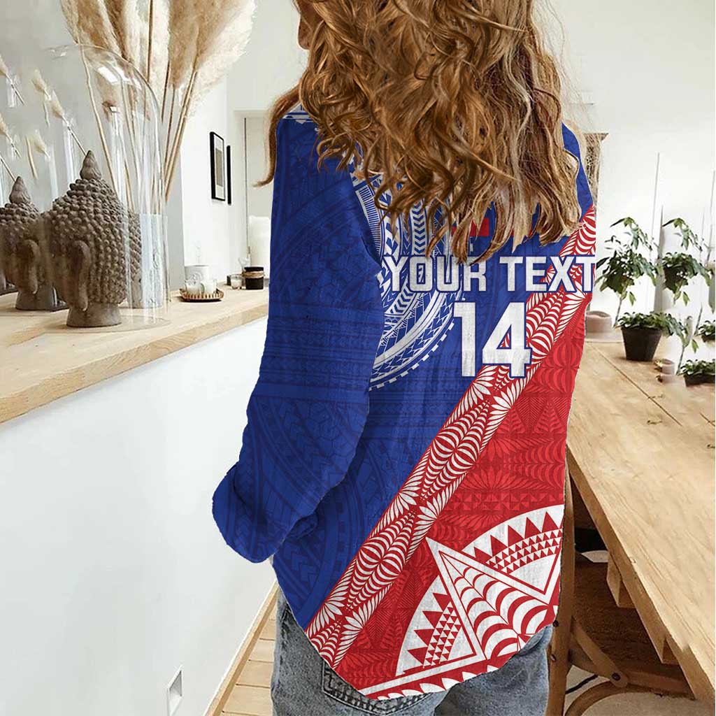 Tonga and Samoa Rugby Custom Women Casual Shirt Ikale Tahi Manu Samoa Together - Polynesian Pride