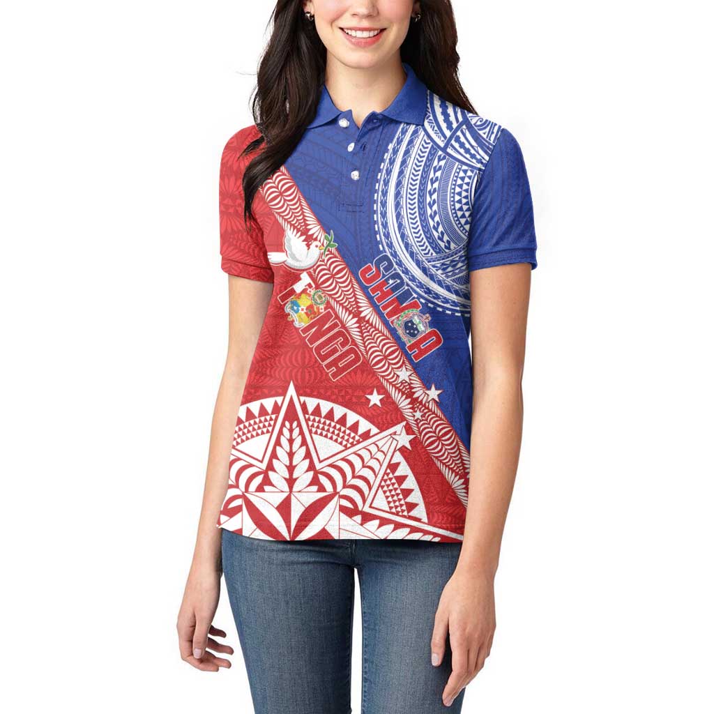 Tonga and Samoa Rugby Custom Women Polo Shirt Ikale Tahi Manu Samoa Together - Polynesian Pride