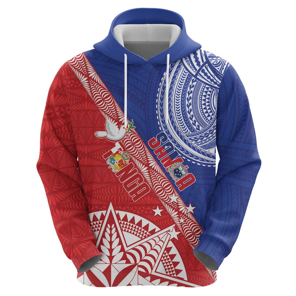 Tonga and Samoa Rugby Custom Zip Hoodie Ikale Tahi Manu Samoa Together - Polynesian Pride