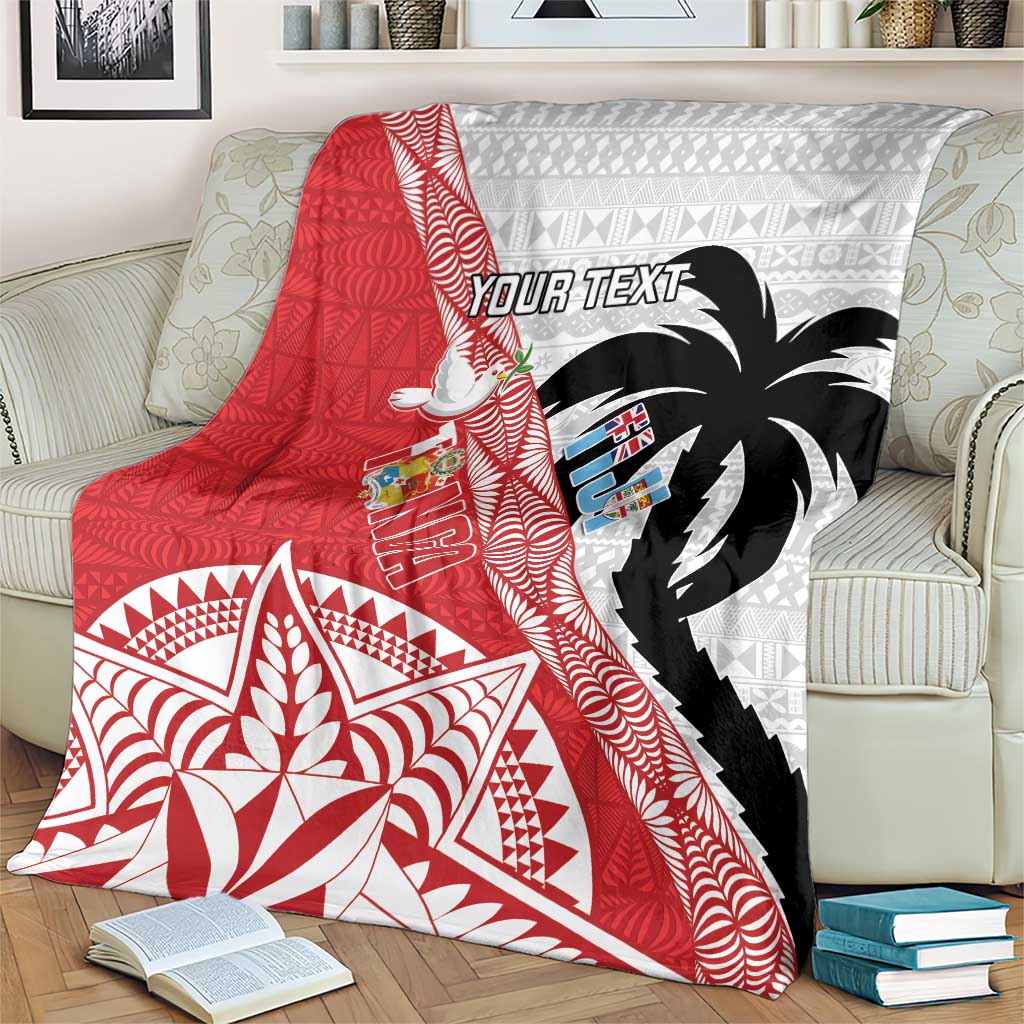 Fiji and Tonga Rugby Custom Blanket Flying Fijians Ikale Tahi Together Pacific - Polynesian Pride
