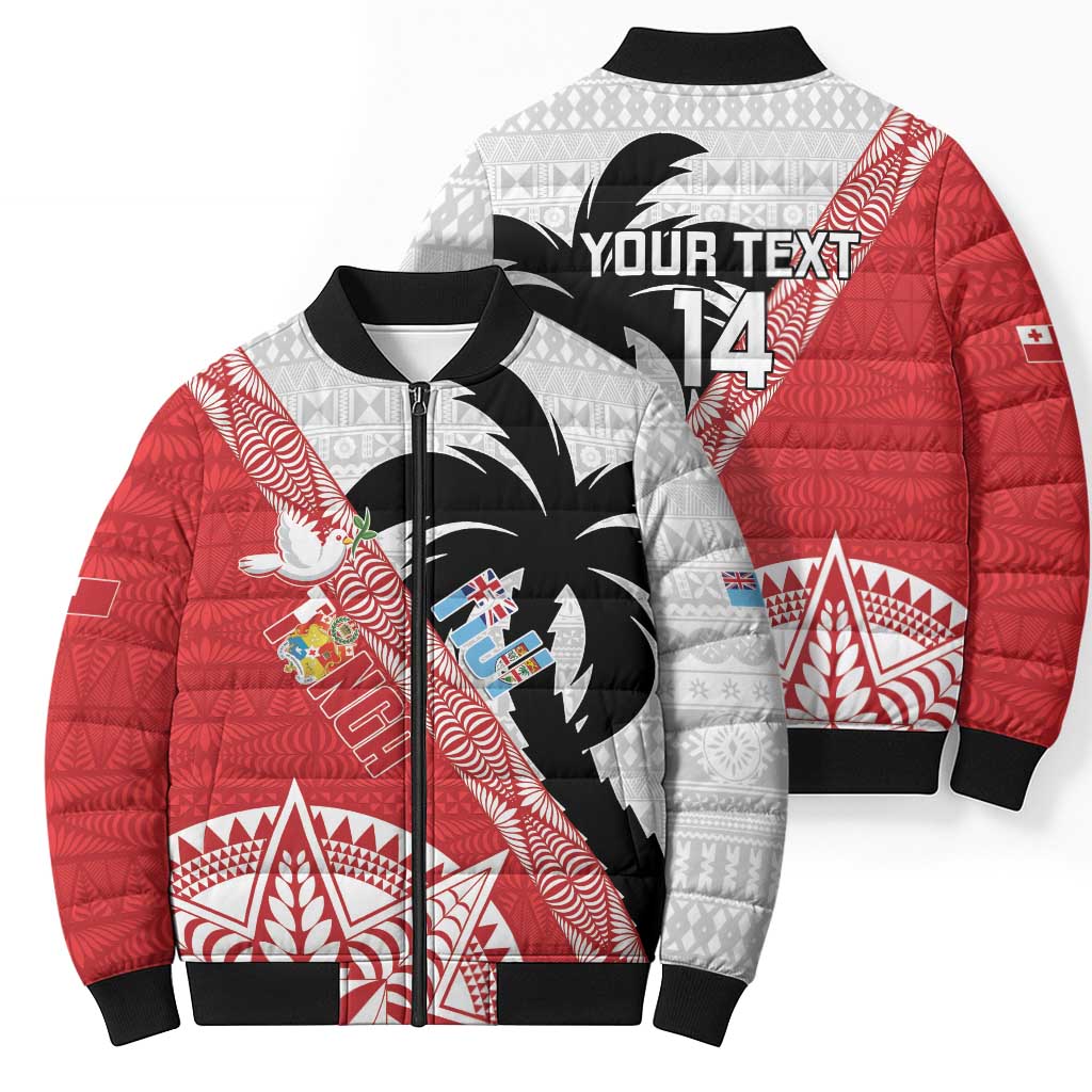 Fiji and Tonga Rugby Custom Bomber Puffer Jacket Flying Fijians Ikale Tahi Together Pacific - Polynesian Pride