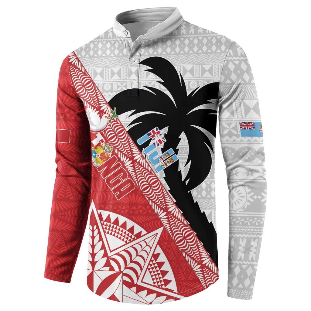 Fiji and Tonga Rugby Custom Button Sweatshirt Flying Fijians Ikale Tahi Together Pacific - Polynesian Pride