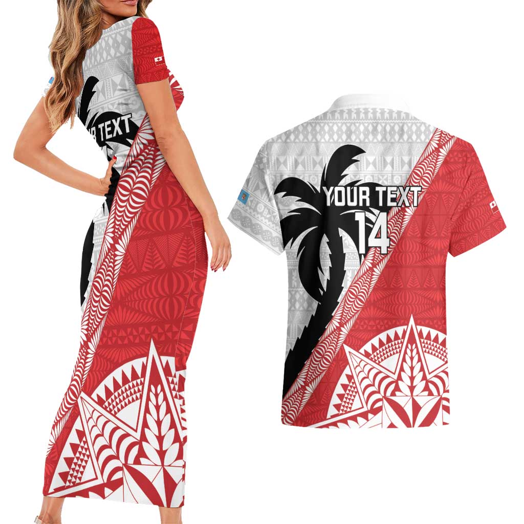 Fiji and Tonga Rugby Custom Couples Matching Short Sleeve Bodycon Dress and Hawaiian Shirt Flying Fijians Ikale Tahi Together Pacific - Polynesian Pride