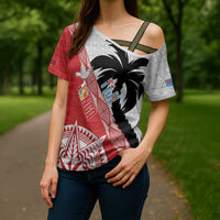 Fiji and Tonga Rugby Custom Cross Shoulder Shirt Flying Fijians Ikale Tahi Together Pacific - Polynesian Pride