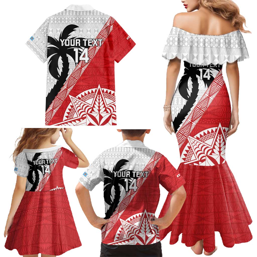 Fiji and Tonga Rugby Custom Family Matching Mermaid Dress and Hawaiian Shirt Flying Fijians Ikale Tahi Together Pacific - Polynesian Pride