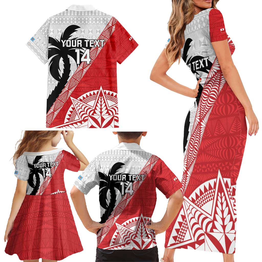 Fiji and Tonga Rugby Custom Family Matching Short Sleeve Bodycon Dress and Hawaiian Shirt Flying Fijians Ikale Tahi Together Pacific - Polynesian Pride