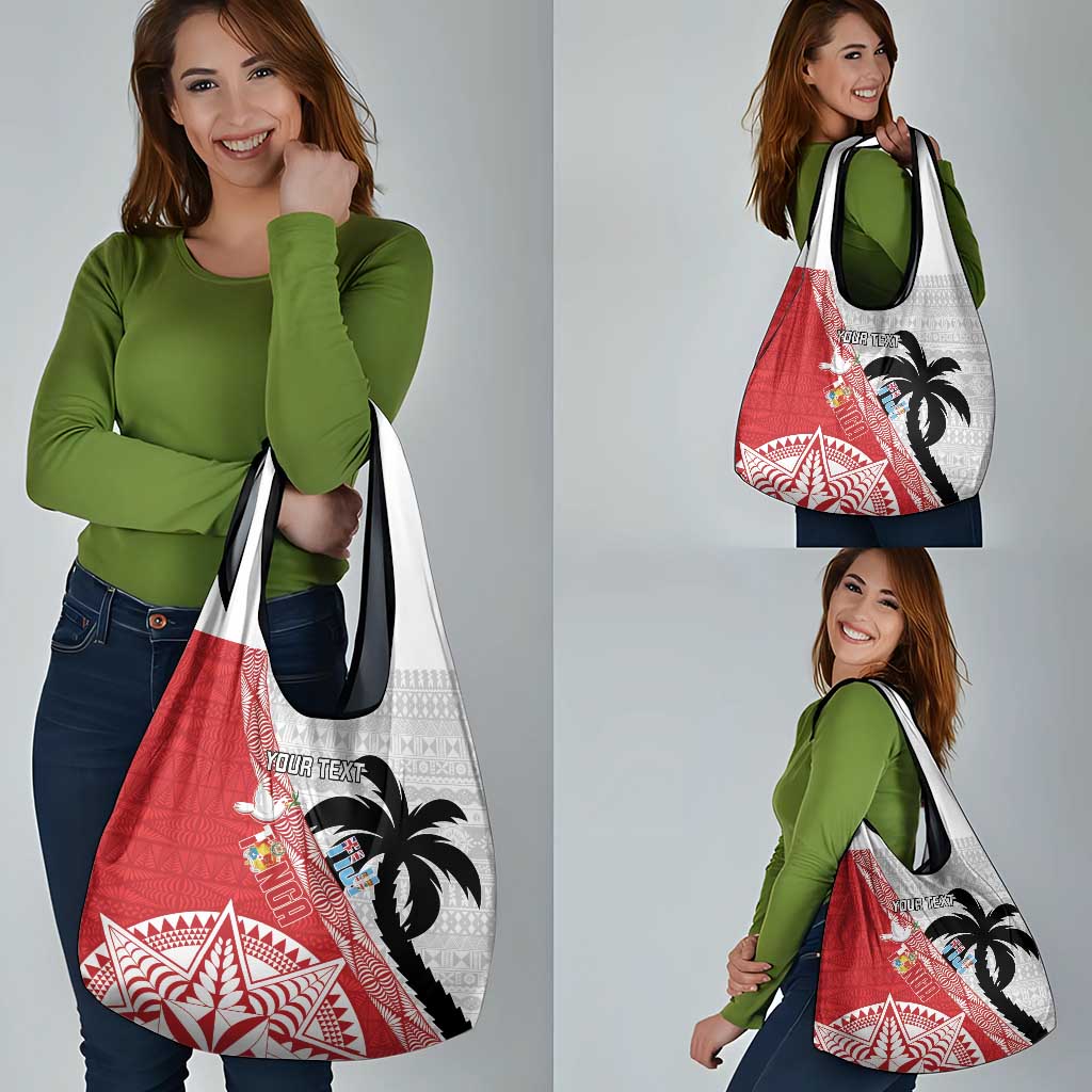 Fiji and Tonga Rugby Custom Grocery Bag Flying Fijians Ikale Tahi Together Pacific - Polynesian Pride