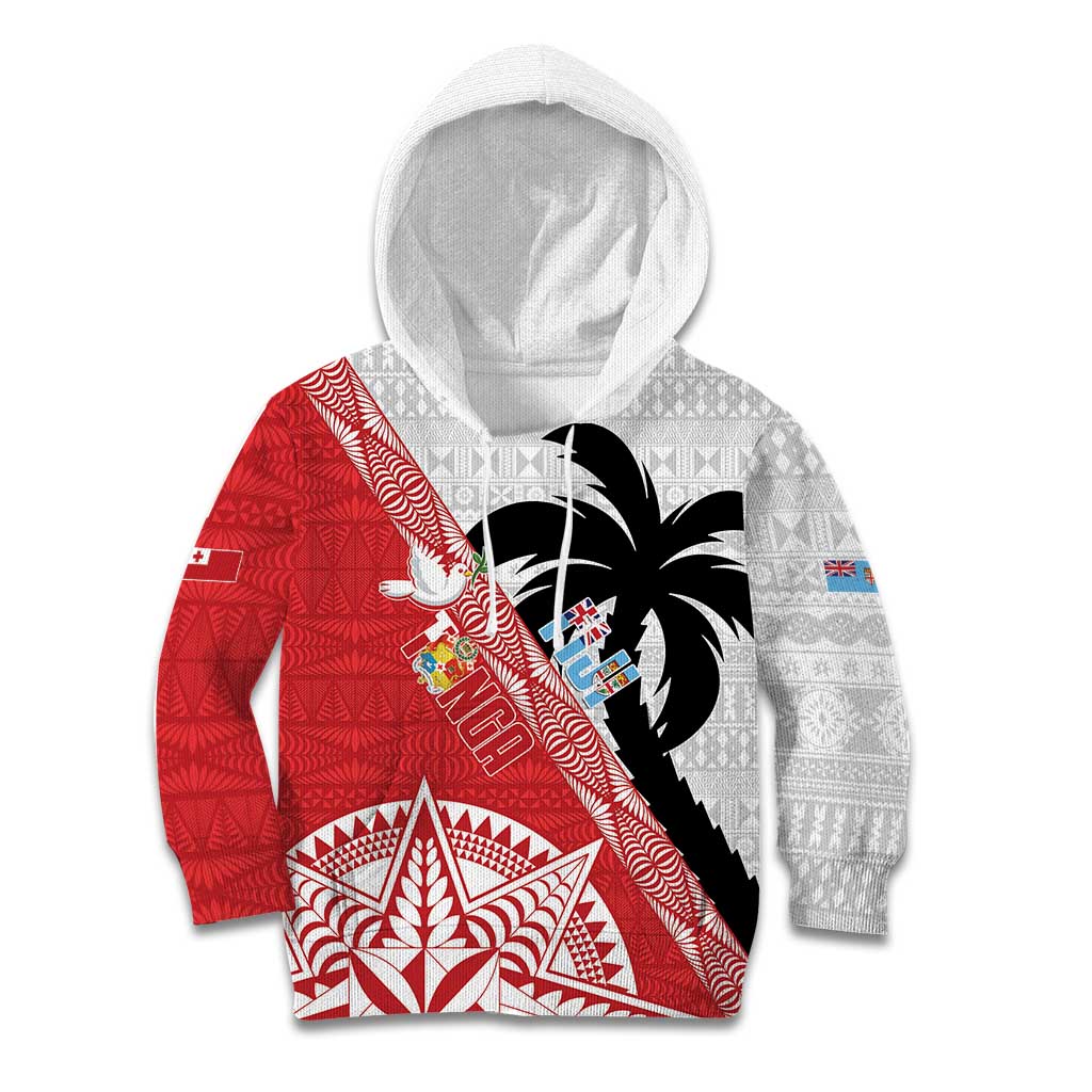 Fiji and Tonga Rugby Custom Kid Hoodie Flying Fijians Ikale Tahi Together Pacific - Polynesian Pride