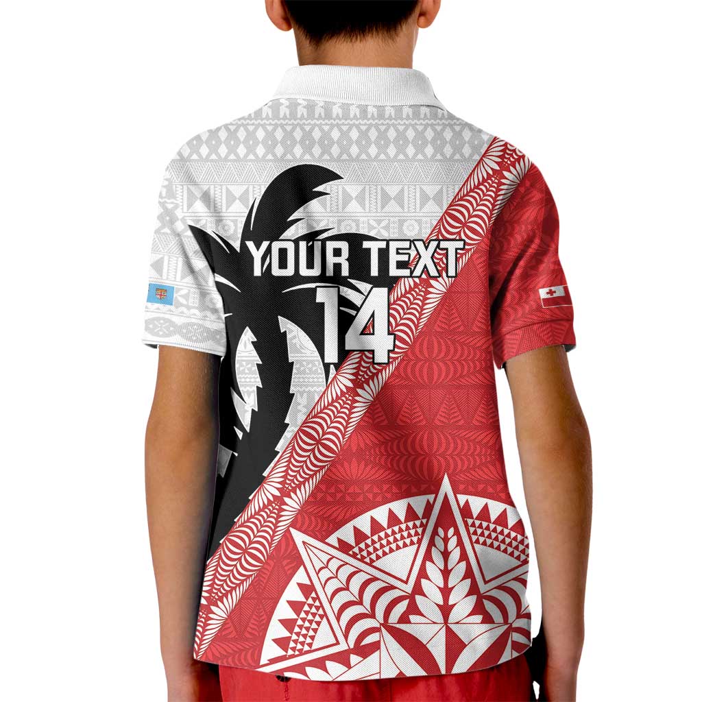 Fiji and Tonga Rugby Custom Kid Polo Shirt Flying Fijians Ikale Tahi Together Pacific LT14 - Polynesian Pride