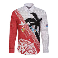 Fiji and Tonga Rugby Custom Long Sleeve Button Shirt Flying Fijians Ikale Tahi Together Pacific - Polynesian Pride