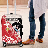 Fiji and Tonga Rugby Custom Luggage Cover Flying Fijians Ikale Tahi Together Pacific LT14 Red - Polynesian Pride