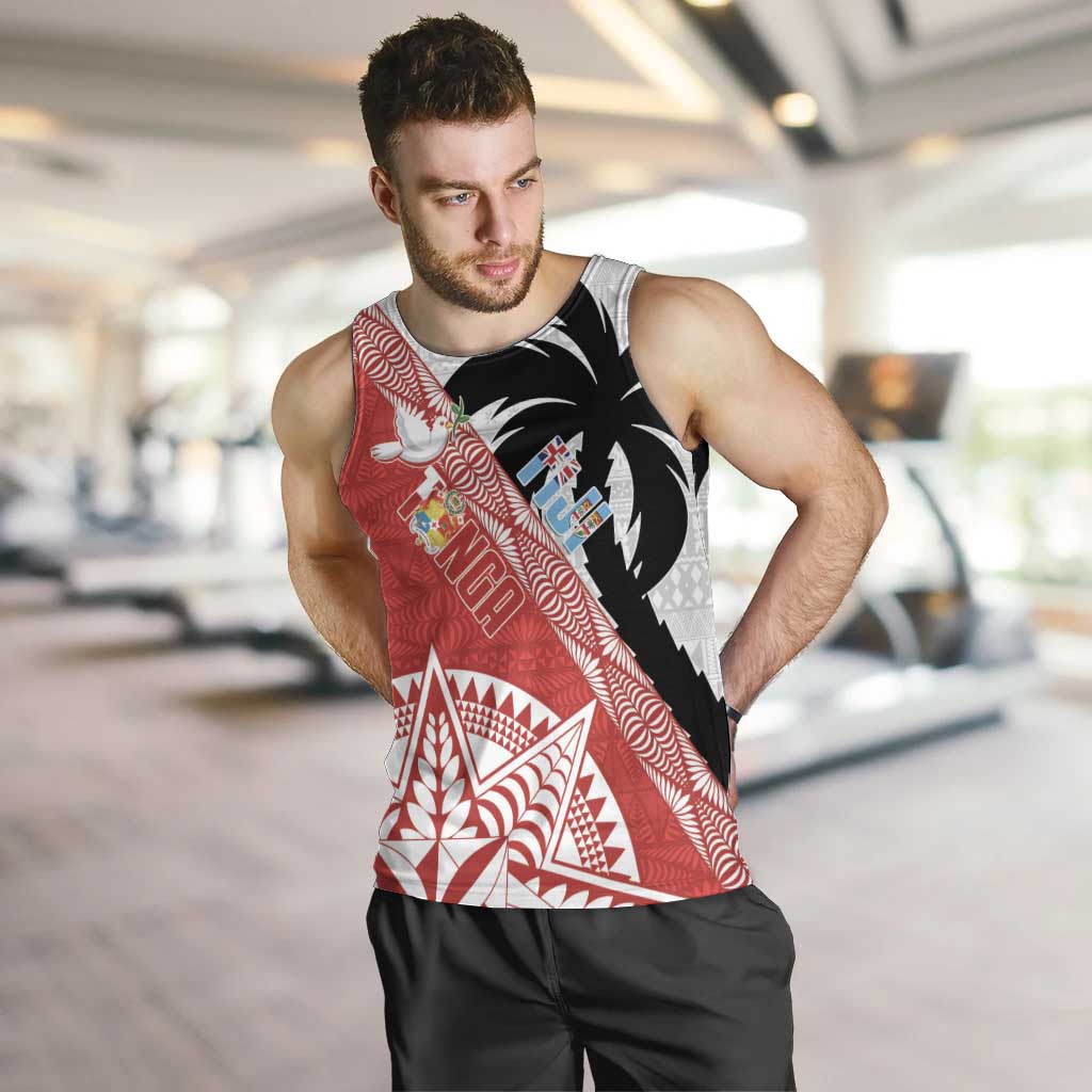 Fiji and Tonga Rugby Custom Men Tank Top Flying Fijians Ikale Tahi Together Pacific - Polynesian Pride