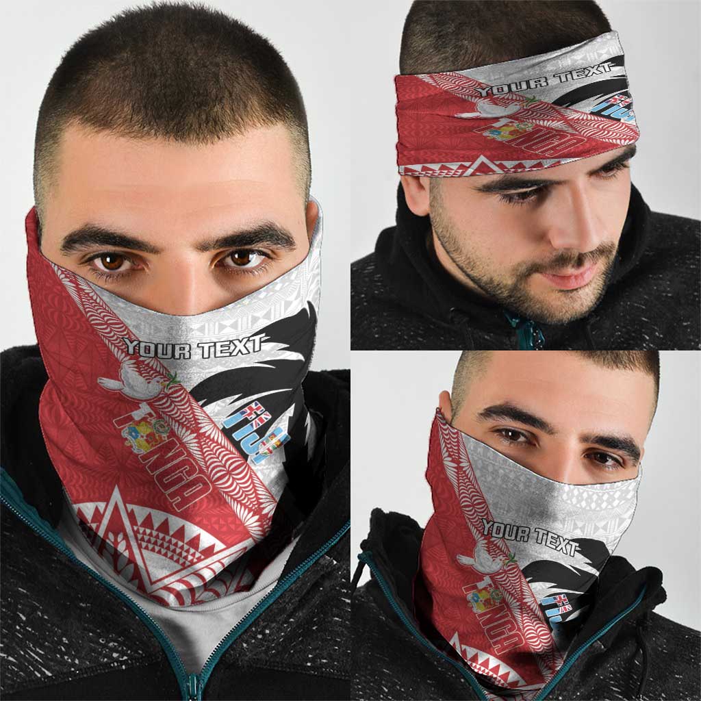 Fiji and Tonga Rugby Custom Neck Gaiter Flying Fijians Ikale Tahi Together Pacific - Polynesian Pride