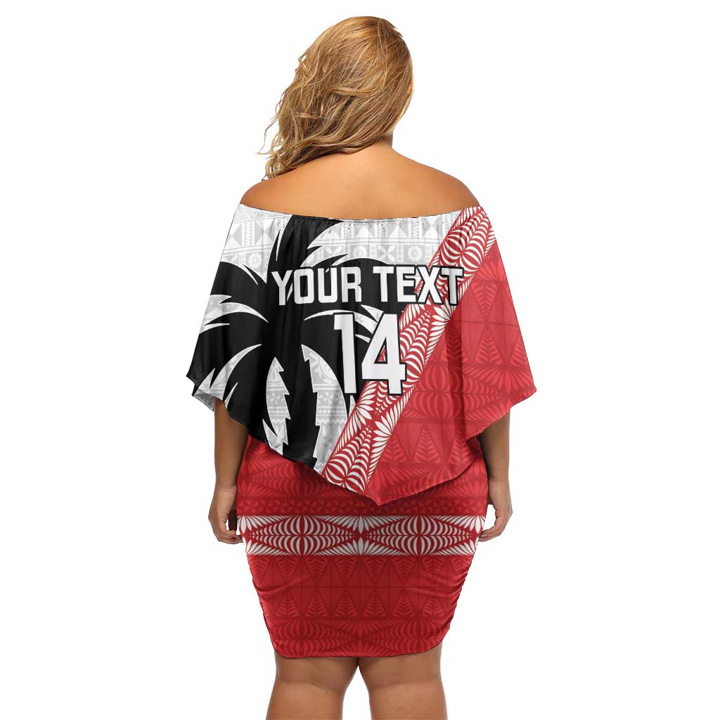 Fiji and Tonga Rugby Custom Off Shoulder Short Dress Flying Fijians Ikale Tahi Together Pacific LT14 - Polynesian Pride
