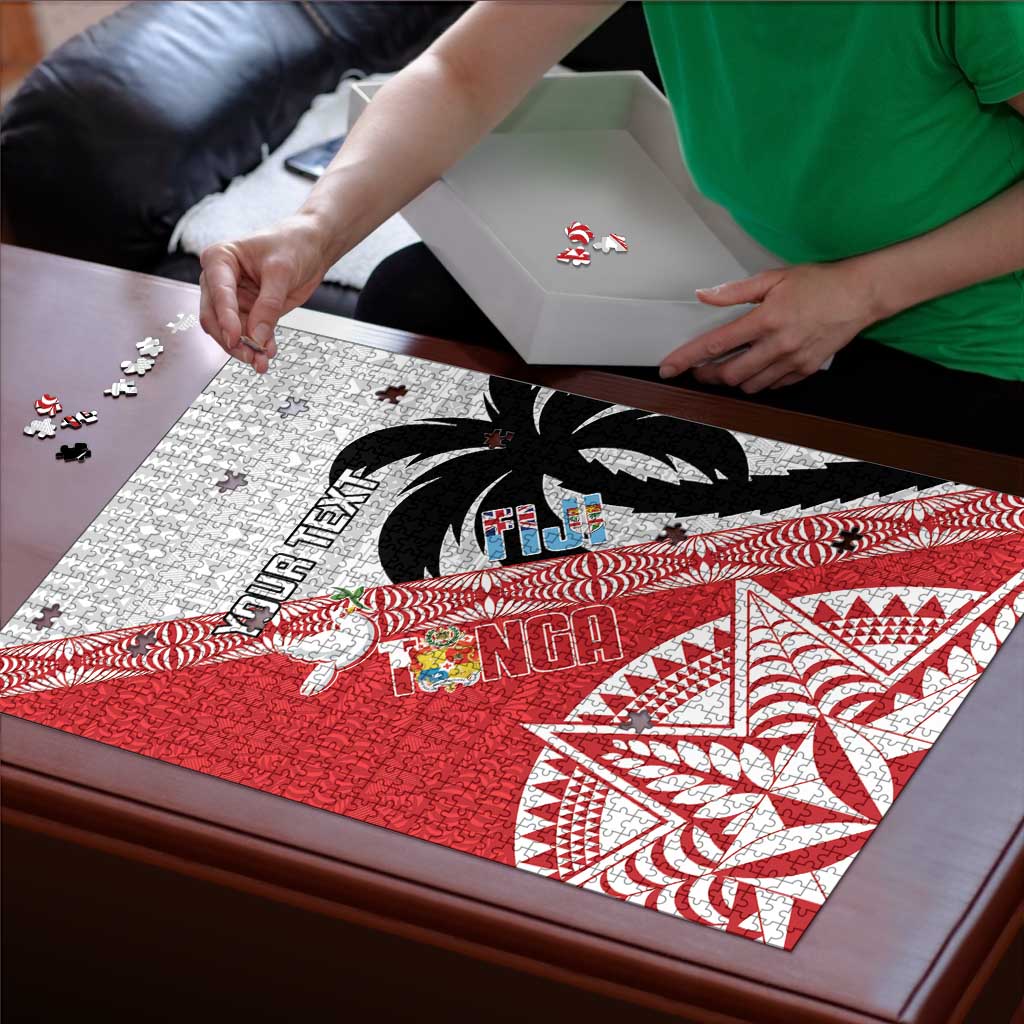 Fiji and Tonga Rugby Custom Puzzle Flying Fijians Ikale Tahi Together Pacific - Polynesian Pride