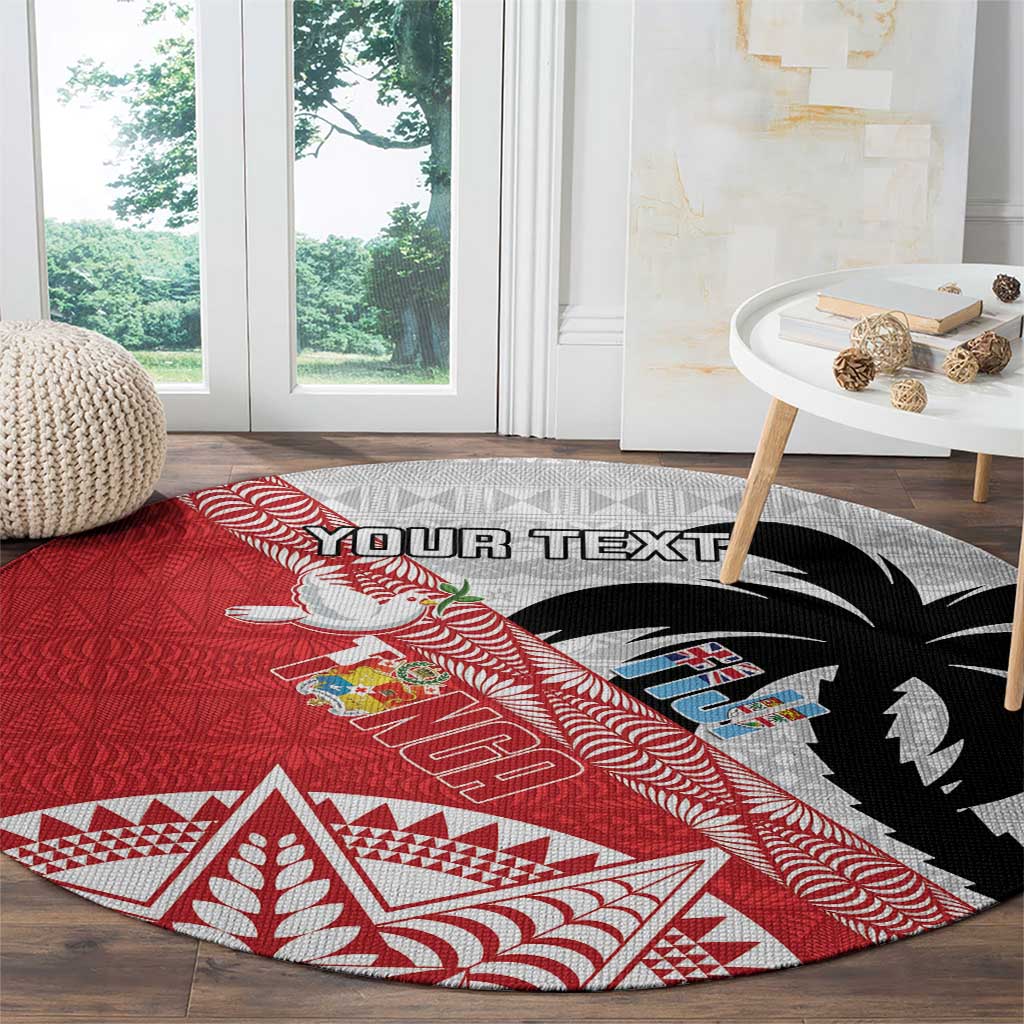 Fiji and Tonga Rugby Custom Round Carpet Flying Fijians Ikale Tahi Together Pacific - Polynesian Pride