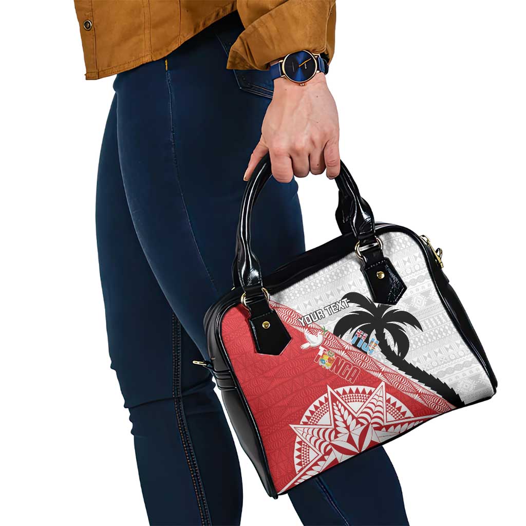 Fiji and Tonga Rugby Custom Shoulder Handbag Flying Fijians Ikale Tahi Together Pacific - Polynesian Pride