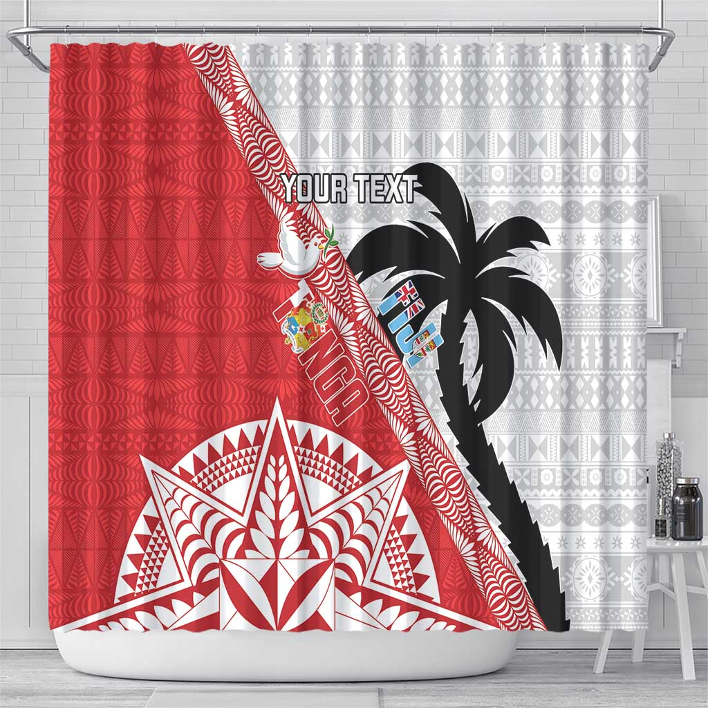 Fiji and Tonga Rugby Custom Shower Curtain Flying Fijians Ikale Tahi Together Pacific - Polynesian Pride