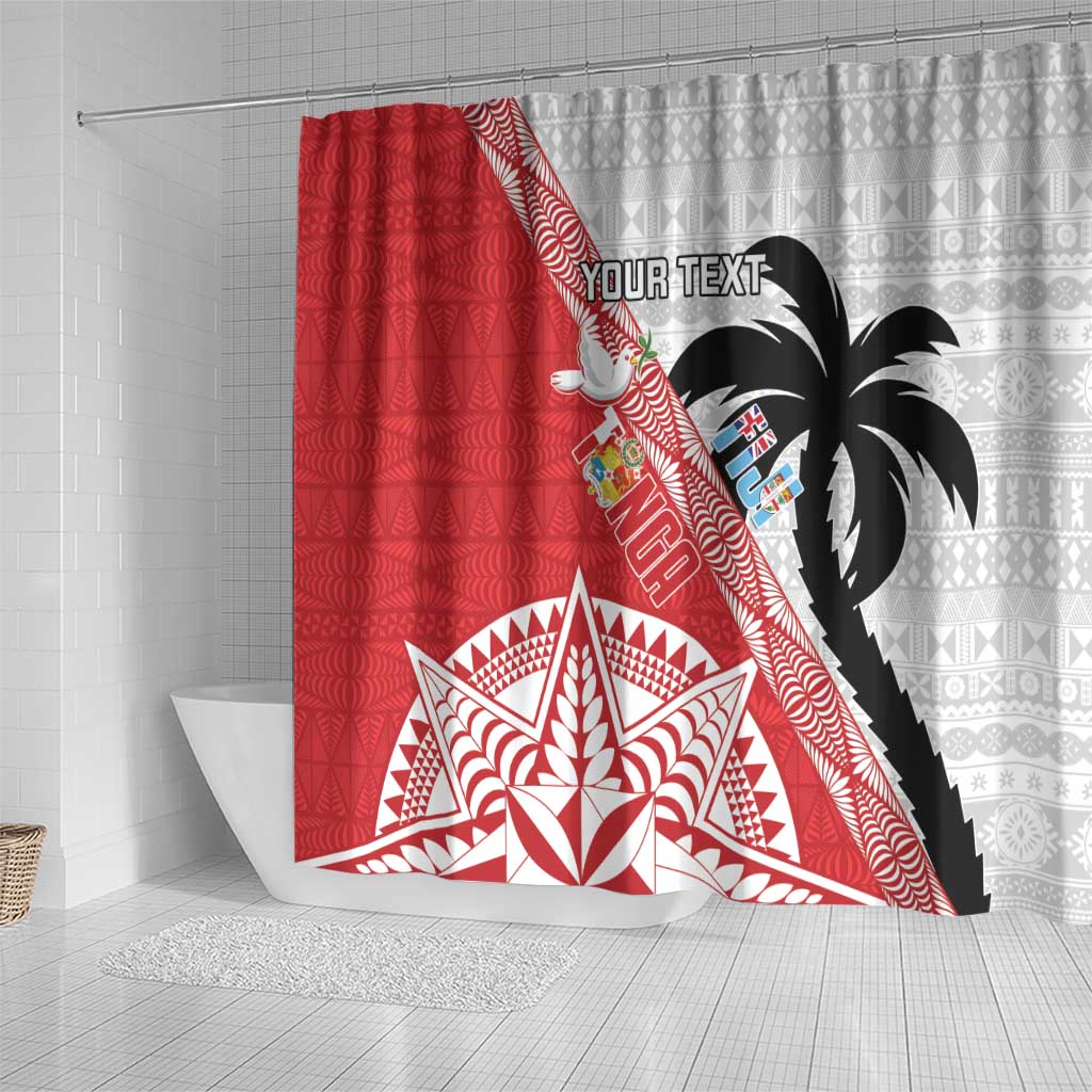 Fiji and Tonga Rugby Custom Shower Curtain Flying Fijians Ikale Tahi Together Pacific - Polynesian Pride