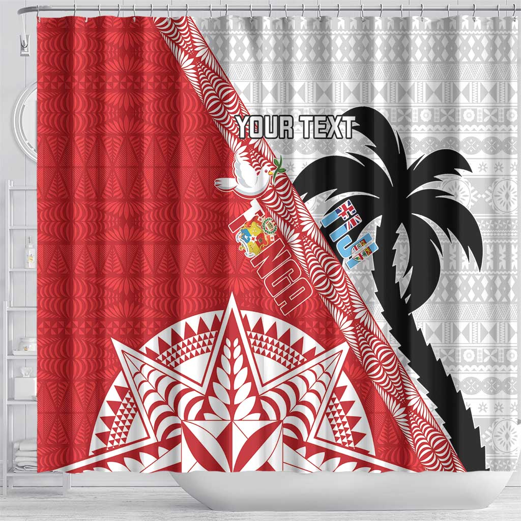 Fiji and Tonga Rugby Custom Shower Curtain Flying Fijians Ikale Tahi Together Pacific - Polynesian Pride