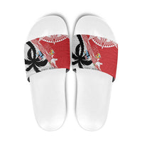 Fiji and Tonga Rugby Custom Slide Sandals Flying Fijians Ikale Tahi Together Pacific LT14 Red - Polynesian Pride