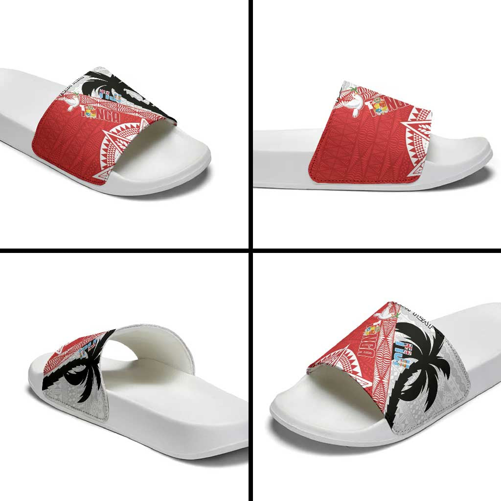 Fiji and Tonga Rugby Custom Slide Sandals Flying Fijians Ikale Tahi Together Pacific LT14 - Polynesian Pride