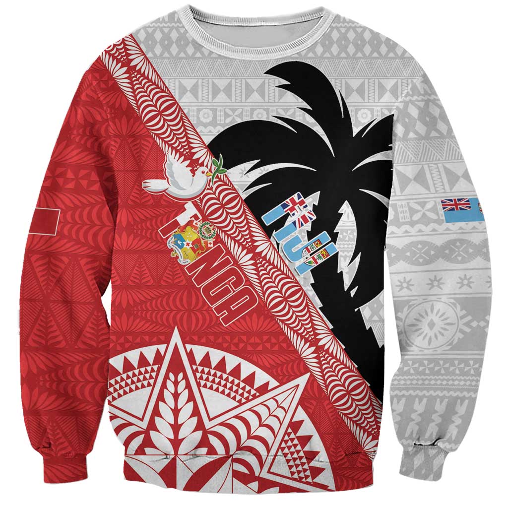 Fiji and Tonga Rugby Custom Sweatshirt Flying Fijians Ikale Tahi Together Pacific - Polynesian Pride
