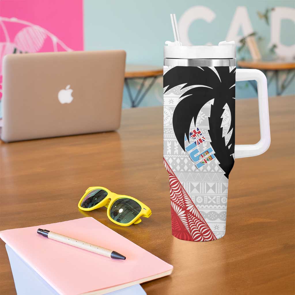 Fiji and Tonga Rugby Tumbler With Handle Flying Fijians Ikale Tahi Together Pacific - Polynesian Pride