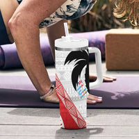 Fiji and Tonga Rugby Tumbler With Handle Flying Fijians Ikale Tahi Together Pacific - Polynesian Pride