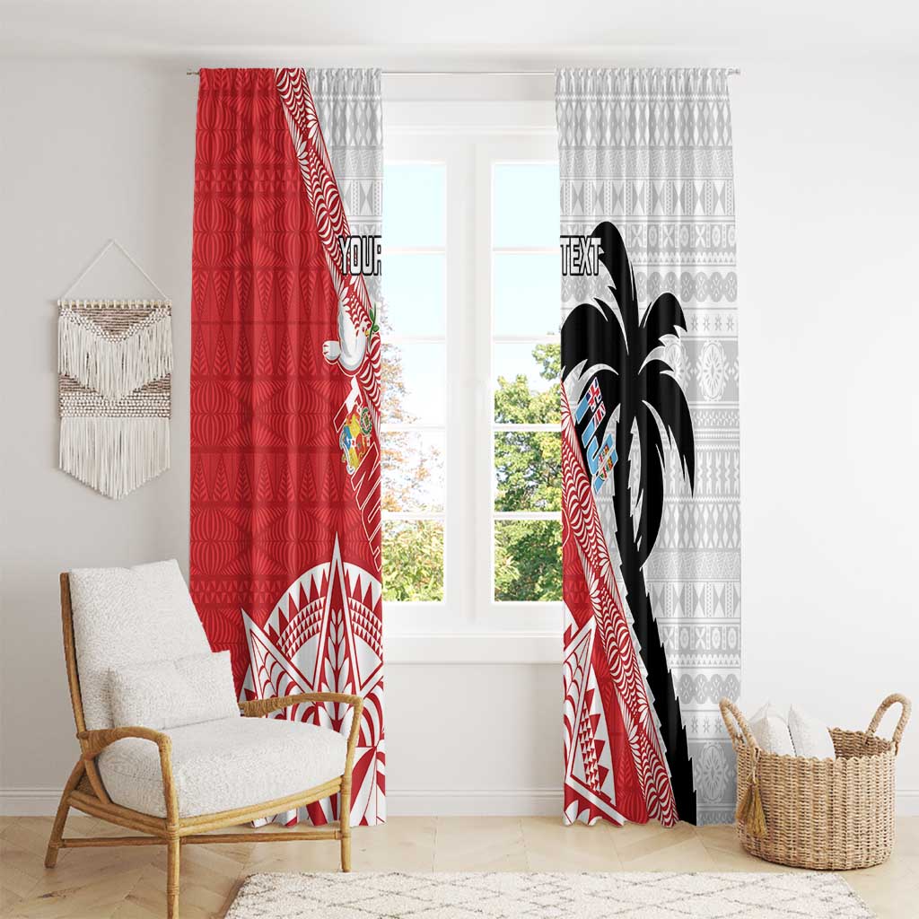Fiji and Tonga Rugby Custom Window Curtain Flying Fijians Ikale Tahi Together Pacific - Polynesian Pride