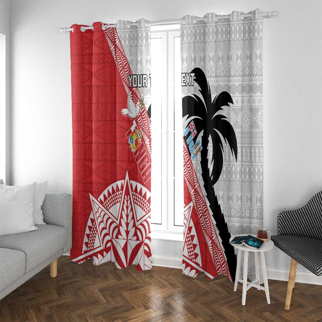 Fiji and Tonga Rugby Custom Window Curtain Flying Fijians Ikale Tahi Together Pacific - Polynesian Pride