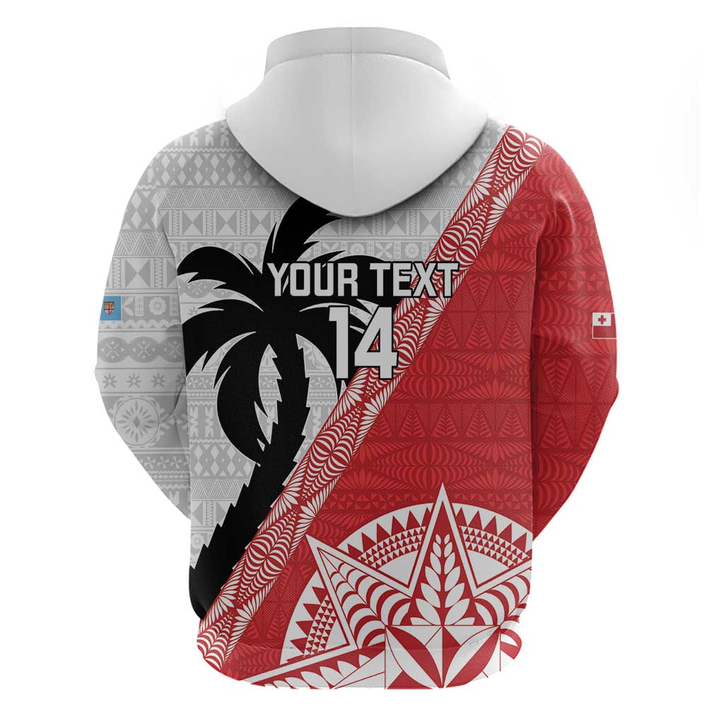 Fiji and Tonga Rugby Custom Zip Hoodie Flying Fijians Ikale Tahi Together Pacific LT14 - Polynesian Pride