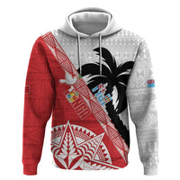 Fiji and Tonga Rugby Custom Zip Hoodie Flying Fijians Ikale Tahi Together Pacific LT14 Pullover Hoodie Red - Polynesian Pride