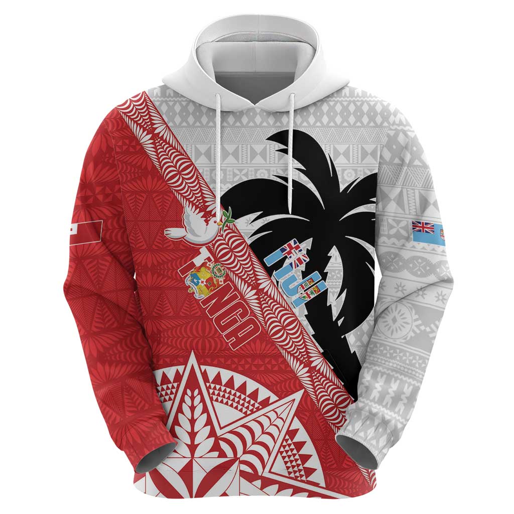 Fiji and Tonga Rugby Custom Zip Hoodie Flying Fijians Ikale Tahi Together Pacific LT14 - Polynesian Pride